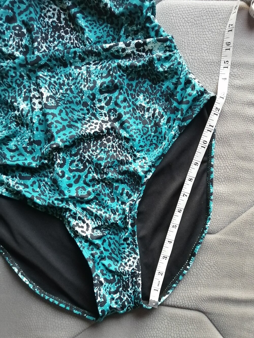 🇨🇦 Simon Chang Plus-Size One-Piece Swimsuit Teal Animal-Print Size 16 - Picture 5 of 12